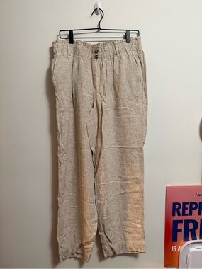 Briggs New York Men’s Beige Linen-Blend Relaxed Chinos‎
